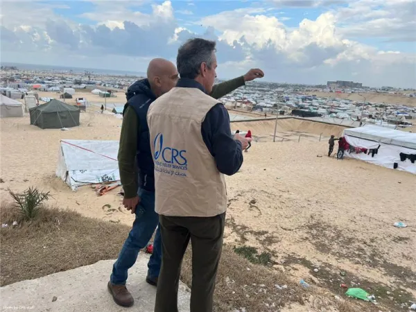 CRS CEO Sean Callahan with Bassam Nasser, the head of CRS offices in Gaza. Credit: CRS
