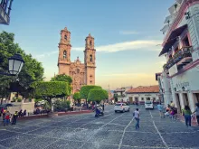 The central plaza in Taxco, a city in the state of Guerrero, Mexico.