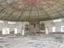 St. Paul's Church, in Imphal, capital of Manipur state, after the church was set on fire in 2023.