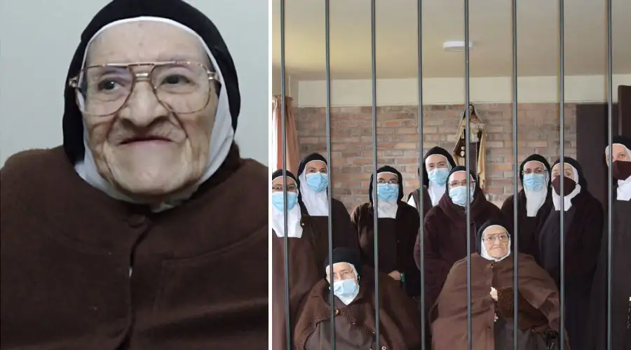Sister Francisca Teresa (left). The nun with her Carmelite sisters (right).?w=200&h=150