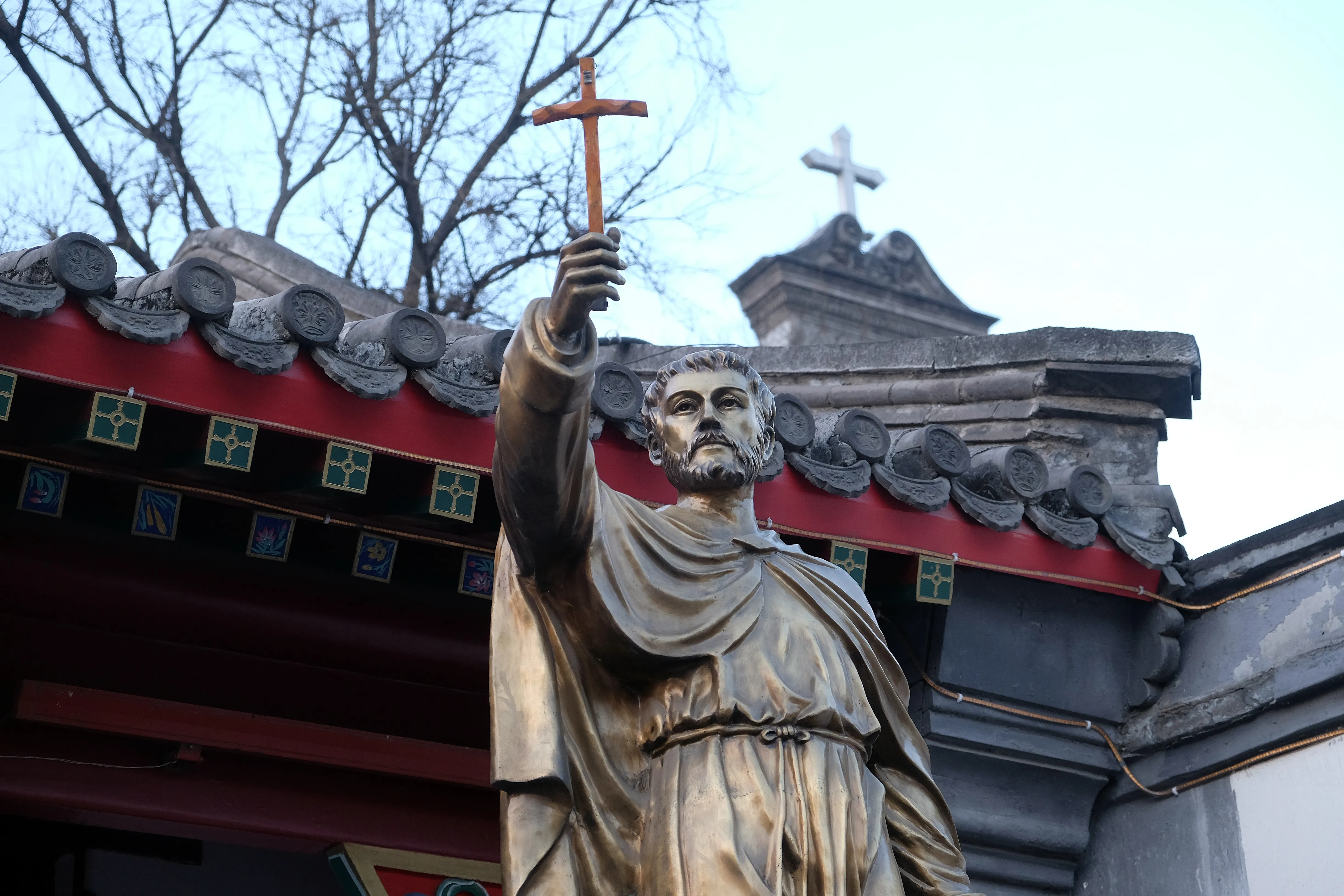 St. Francis Xavier statue in front St. Joseph Cathedral in Beijing, China, February 25, 2016.?w=200&h=150