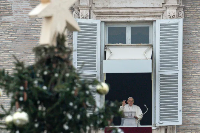 Pope Francis gives his Angelus address on Dec. 24, 2023.
