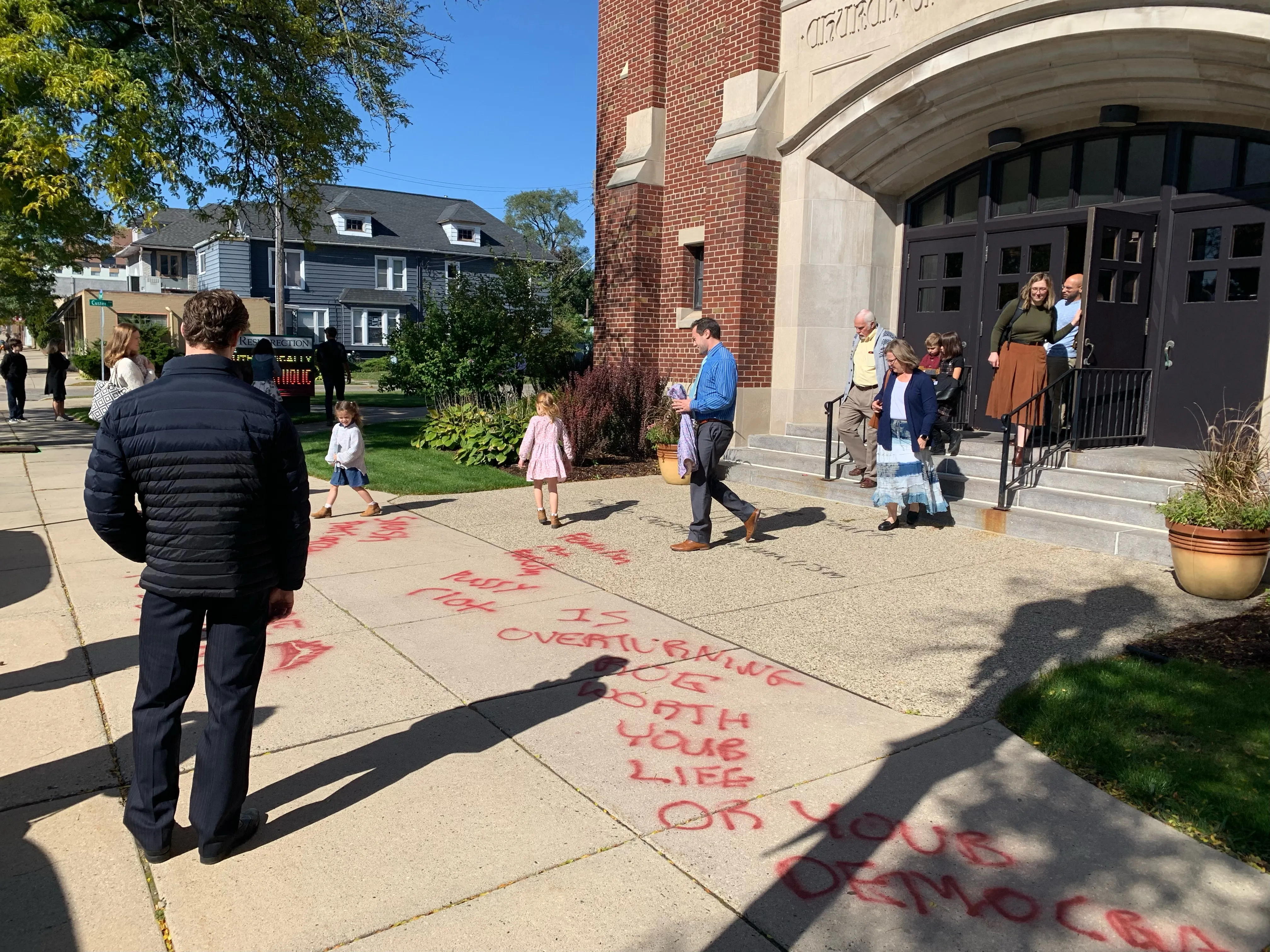 The Church of the Resurrection in Lansing, Michigan, was vandalized with pro-abortion and anti-Catholic graffiti on Oct. 8, 2022.?w=200&h=150
