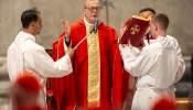 The priests’ release was credited in part to Cardinal Claudio Gugerotti, prefect of the Dicastery for the Eastern Churches, pictured here celebrating the seventh Novendiales Mass for Pope Francis on May 2, 2025.