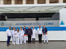 A mobile health clinic in St. Peter’s Square on Oct. 25, 2021.