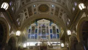 The new gallery organ sits under construction at the Cathedral of the Sacred Heart in Richmond, Virginia.