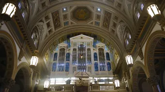 The new gallery organ sits under construction at the Cathedral of the Sacred Heart in Richmond, Virginia.