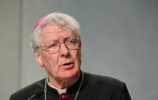 Bishop Lucas Van Looy, S.D.B., pictured at a Vatican press conference on the family synod, Oct. 23, 2015. Daniel Ibáñez/CNA.