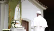 Pope Francis prays at the Sanctuary of Our Lady of Fatima in Portugal on May 12, 2017.