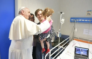 Pope Francis visits sick children at the Bambino Gesù di Palidoro hospital in Rome, Italy, on Jan. 5, 2018. Vatican Media.