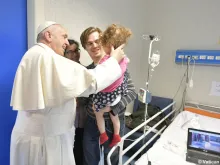 Pope Francis visits sick children at the Bambino Gesù di Palidoro hospital in Rome, Italy, on Jan. 5, 2018.