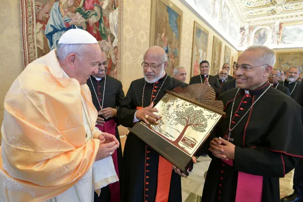 Pope Francis meets bishops of the Syro-Malabar Catholic Church for their “ad Limina Apostolorum” visit on Oct. 3, 2019. Vatican Media.