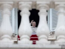 Pope Francis gives a Regina Coeli address at the Vatican on May 2, 2021