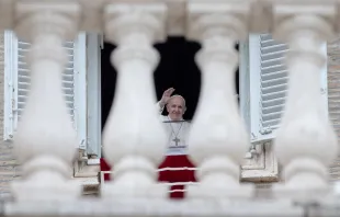 Pope Francis gives a Regina Coeli address at the Vatican on May 2, 2021 Daniel Ibáñez/CNA.