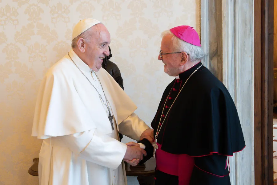 Pope Francis meets Msgr. Aldo Giordano, apostolic nuncio to the European Union, on June 17, 2021.?w=200&h=150