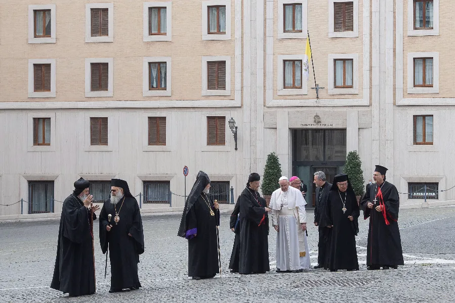 Pope Francis is pictured outside the Casa Santa Marta on July 1, 2021.?w=200&h=150