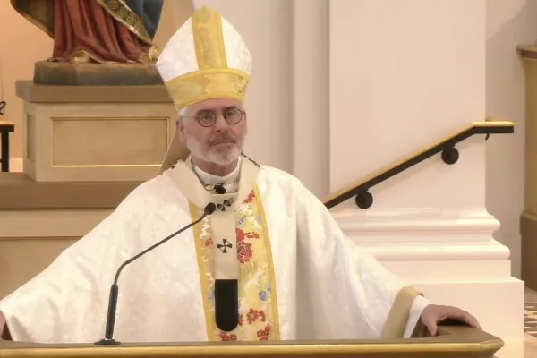 Archbishop Paul Coakley of Oklahoma City delivers the homily at the dedication of the Blessed Stanley Rother Shrine on Feb. 17, 2023. Archdiocese of Oklahoma City/YouTube screenshot