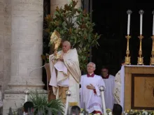 This year Pope Francis did not walk in the Eucharistic procession, but joined at the end for adoration of the Blessed Sacrament and to offer the Eucharistic blessing.