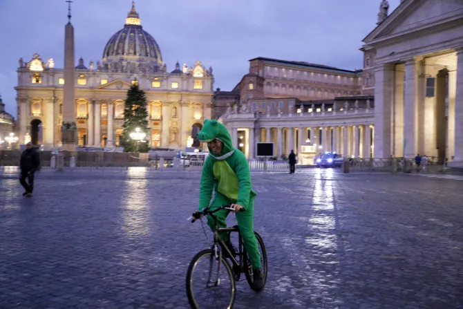 The winner of the costume contest in the 13th Annual Thanksgiving Turkey Trot around Vatican City State