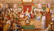 The Council of Nicaea in 325 as depicted in a fresco in Salone Sistino at the Vatican.