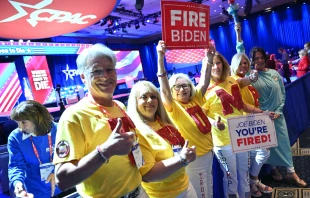 Supporters of former US President and 2024 presidential hopeful Donald Trump attend the Conservative Political Action Conference (CPAC) in National Harbor, Maryland, on February 24, 2024. Credit: Mandel NGAN/AFP  via Getty Images)