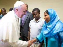 Pope Francis visits Rome’s Astalli Center on Sept. 10, 2013.