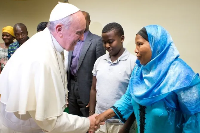 Pope Francis visits Rome’s Astalli Center on Sept. 10, 2013