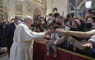 Pope Francis at the general audience in Paul VI Hall on March 2, 2022. Vatican Media.