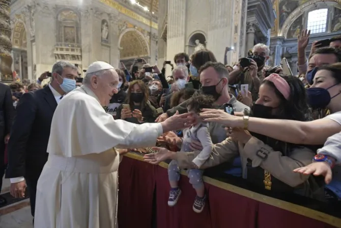 Pope Francis at the general audience in Paul VI Hall on March 2, 2022