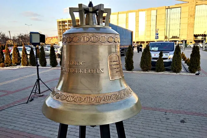 The Voice of the Unborn bell arrives in Lviv, Ukraine, on March 24, 2022