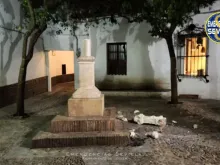The Cross of San Lázaro of Seville, Spain, sculpted in the 16th century, was vandalized on the night of Oct. 21-22, 2023.