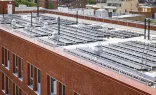 Solar panels on the affordable housing Bishop Valero Residence in Astoria, Queens.