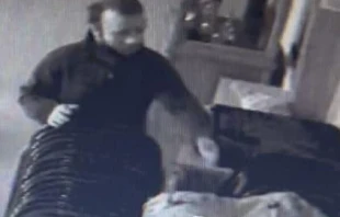 Police have released images from a surveillance camera of a suspect they say vandalized Our Lady of Lourdes Catholic Church in Gales Ferry, Connecticut, on March 11, 2023. Ledyard Police Department