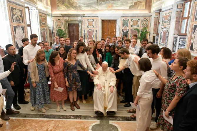 Pope Francis meets with members of Chemin Neuf Politics Fraternity at the Vatican’s Clementine Hall, May 16, 2022
