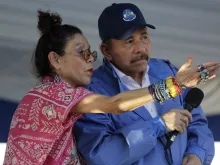 Nicaraguan Vice President Rosario Murillo (left) and her husband, Nicaraguan President Daniel Ortega