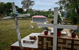 View of a pantheon built by the Red Cross to bury the bodies of irregular migrants at the Municipal Cemetery of El Real de Santa Maria, Darien Province, Panama, on March 8, 2023, on the eve of its delivery to Panamanian authorities. The Red Cross constructed the hundred niches pantheon to bury the bodies of irregular migrants who die during their journey through the inhospitable Darien jungle in search of the American dream. Credit: LUIS ACOSTA/AFP via Getty Images