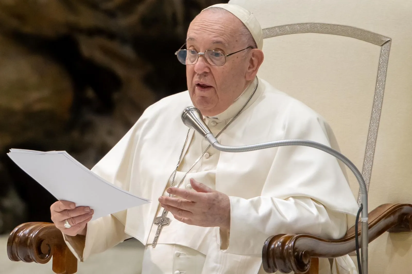Pope Francis speaks at his general audience in Paul VI Hall on Jan. 18, 2023.?w=200&h=150