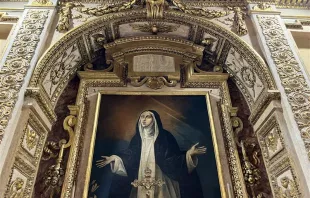The hidden chapel where St. Catherine of Siena died in Rome is located in the Palazzo Santa Chiara on Via di S. Chiara, 14. Credit: Courtney Mares/CNA