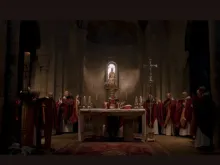 A monastic community prays the Lord’s Prayer.