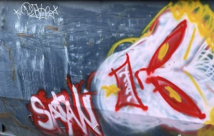 Graffiti on the exterior of Bella Health + Wellness in Englewood, Colorado, on Sept. 25, 2022. Courtesy of Bella Health + Wellness