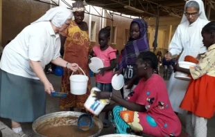 Sisters from the Salesian Sisters in Sudan serve the poor and needy in the midst of a brutal war in Sudan. The sisters commiunity, Dar Mariam, has been a refuge for hundreds, though has damaged by gunfire and bombs. May 2024. Credit: Father Jacob Thelekkadan