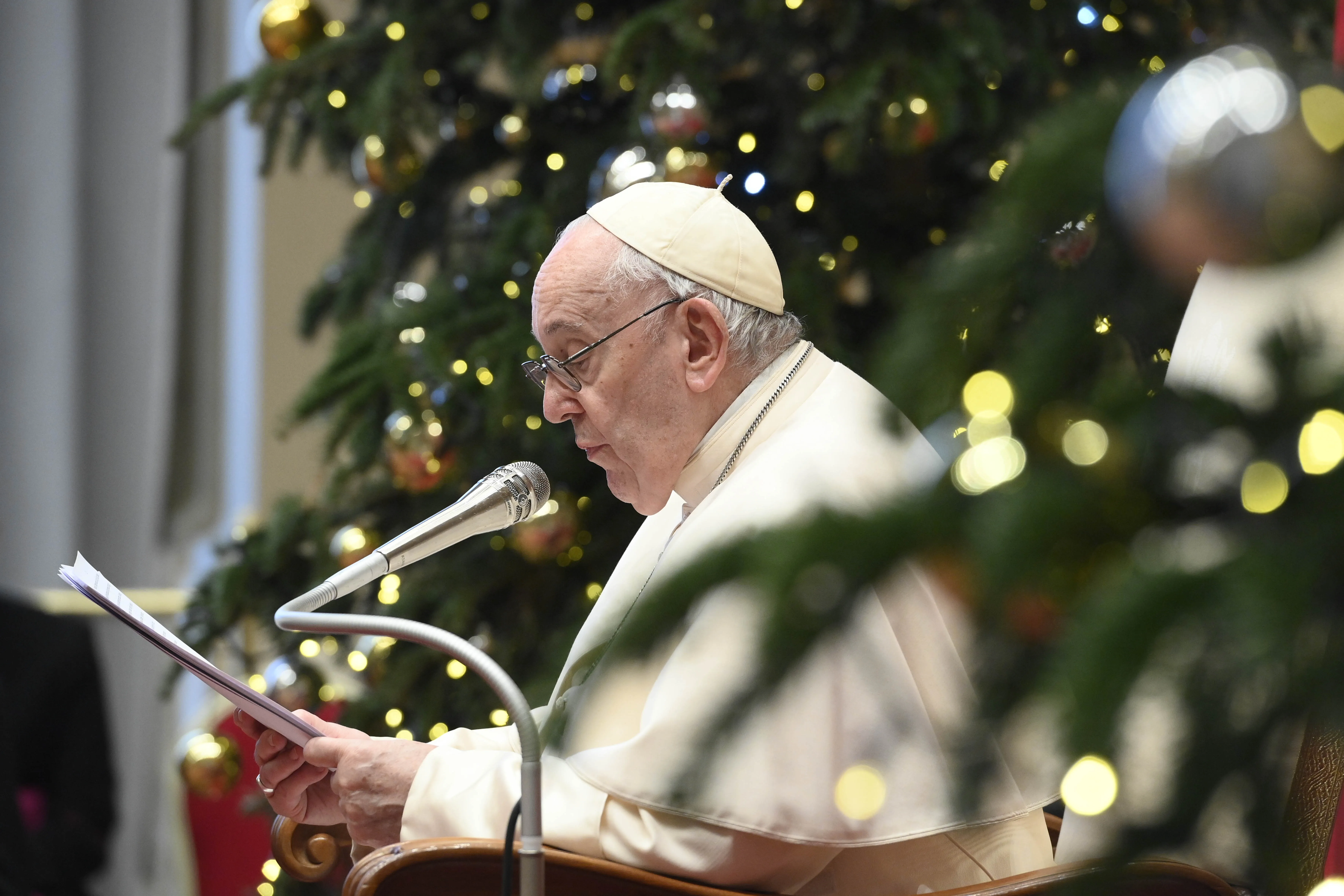 Pope Francis addresses international diplomats to the Holy See on Jan. 9, 2023, in the Vatican's Blessing Hall.?w=200&h=150