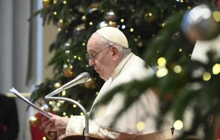 Pope Francis addresses international diplomats to the Holy See on Jan. 9, 2023, in the Vatican's Blessing Hall. Vatican Media