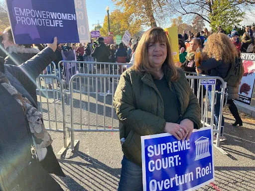 Theresa Bonopartis, of Harrison, New York, was among the pro-life demonstrators outside the U.S. Supreme Court on Dec. 1, 2021. She runs a nonprofit group called Entering Canaan that ministers to women and others wounded by abortion. Katie Yoder/CNA