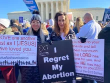 Anna Del Duca (right) and her daughter, Frances, traveled from Pittsburgh to attend a pro-life rally outside the U.S. Supreme Court on Dec. 1, 2021, in conjunction with oral arguments for the Dobbs v. Jackson Women's Health Organization abortion case.