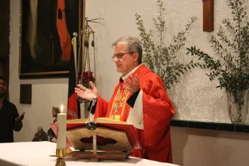 Fr. Giovanni Scalese, head of the Mission Sui Iuris of Afghanistan, celebrates Palm Sunday Mass in 2019