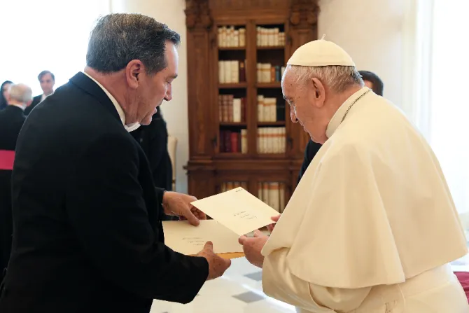 Pope Francis meets with Joe Donnelly, the new U.S. Ambassador to Holy See, at the Vatican, April 11, 2022
