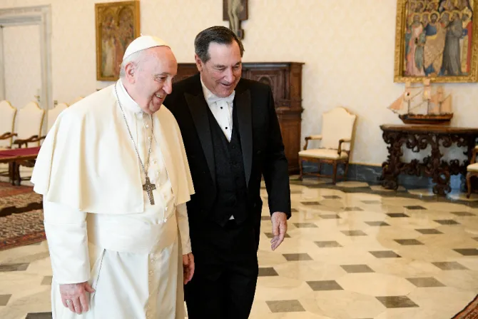 Pope Francis meets with Joe Donnelly, the new U.S. Ambassador to Holy See, at the Vatican, April 11, 2022