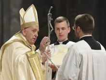 Pope Francis at the Easter Vigil Mass in St. Peter's Basilica on April 8, 2023.