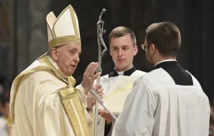 Pope Francis at the Easter Vigil Mass in St. Peter's Basilica on April 8, 2023. Vatican Media
